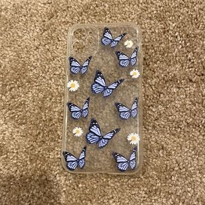 blue/purple butterfly iphone 11 case with sunflowers